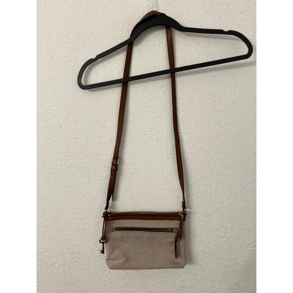Fossil Crossbody Purse Canvas Leather Bag - Picture 2 of 10